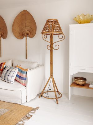Lampadaire en rotin Années 60