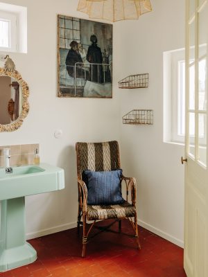 Tableau “La visite” Huile sur toile travail début XXème